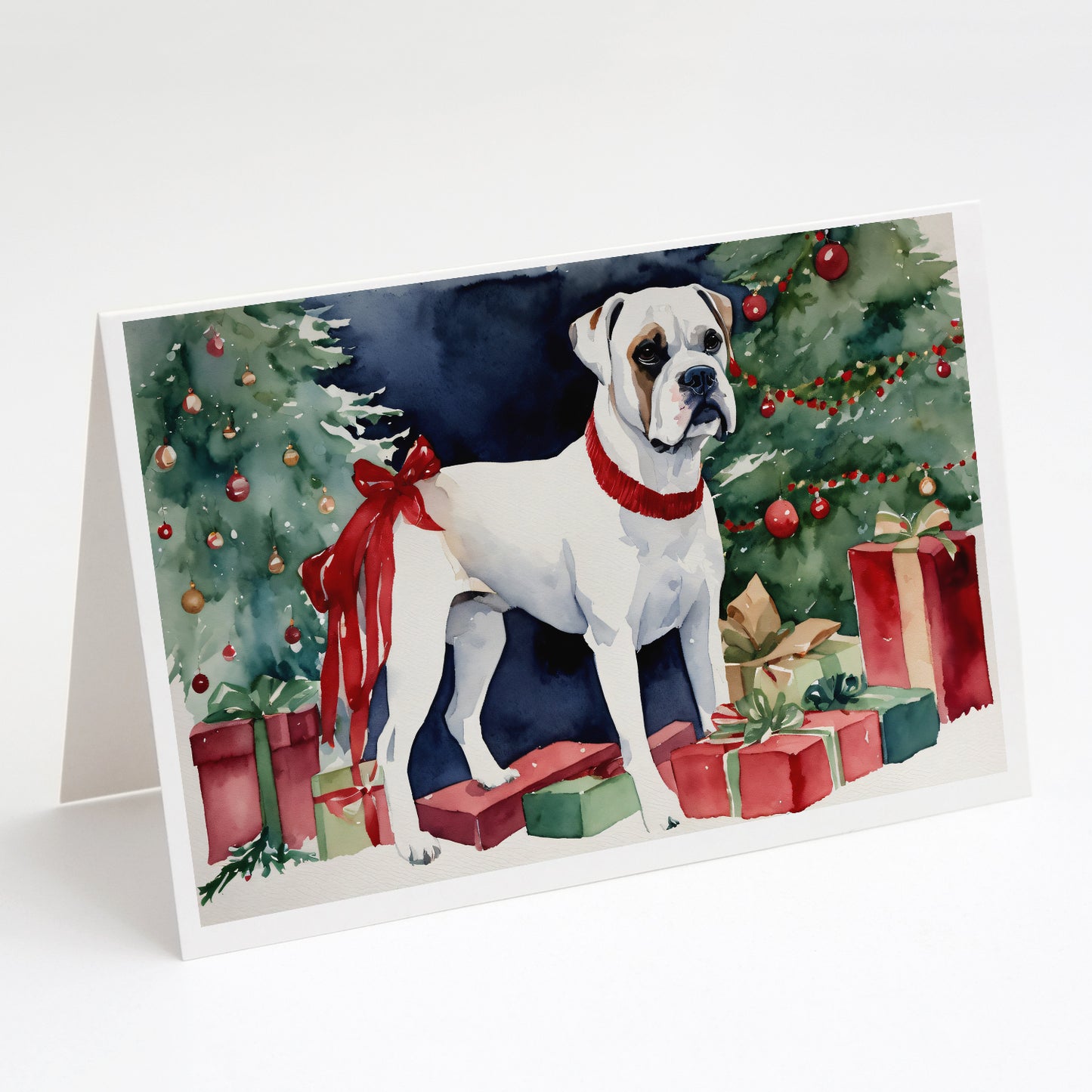 Buy this White Boxer Christmas Greeting Cards Pack of 8