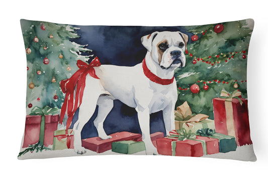 Buy this White Boxer Christmas Throw Pillow