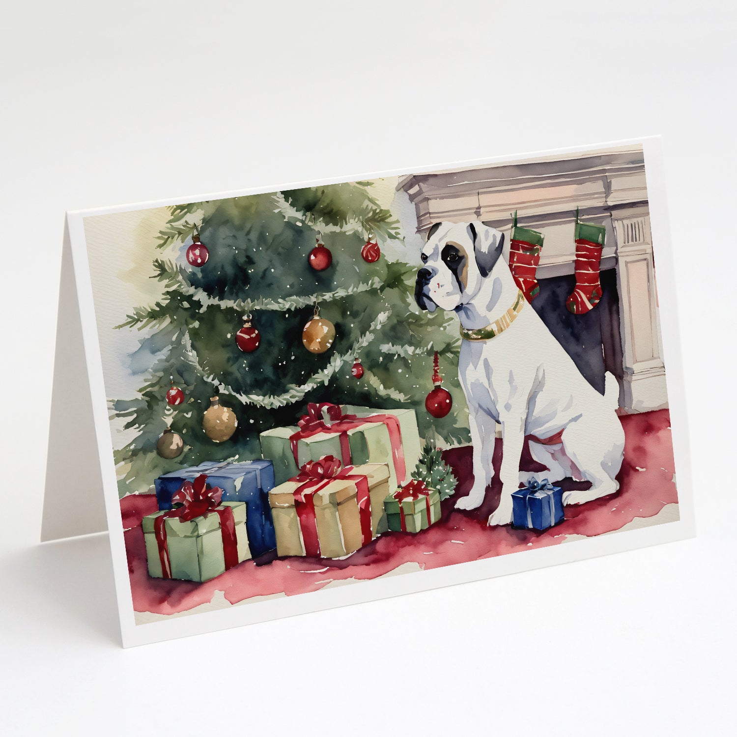 Buy this White Boxer Christmas Greeting Cards Pack of 8
