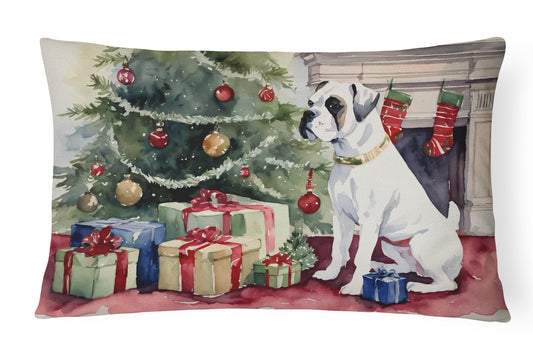 Buy this White Boxer Christmas Throw Pillow