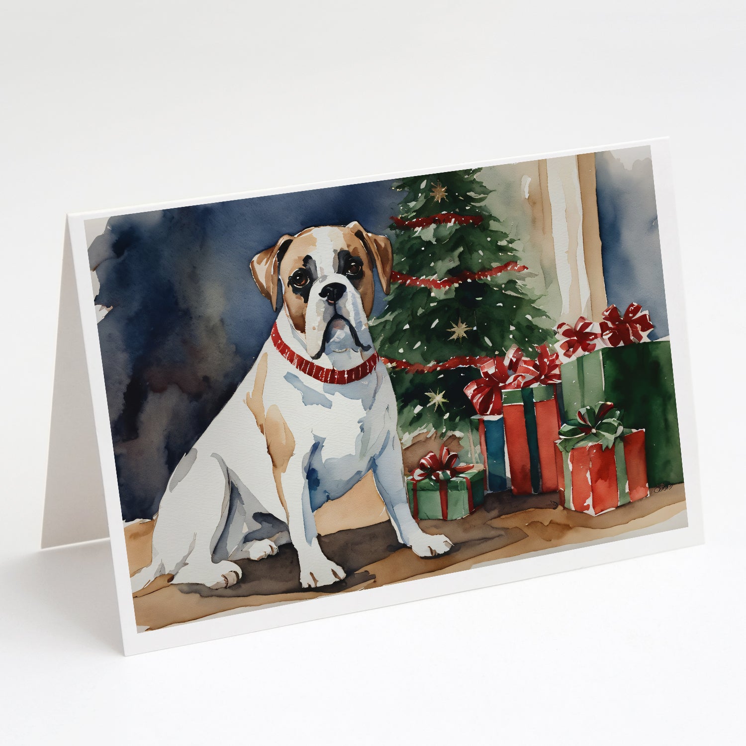 Buy this White Boxer Christmas Greeting Cards Pack of 8