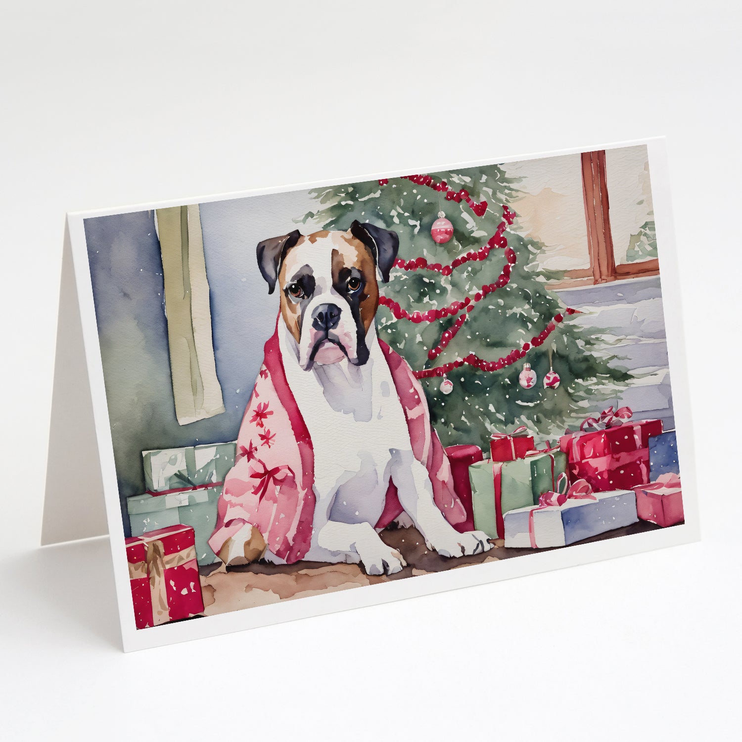 Buy this White Boxer Christmas Greeting Cards Pack of 8