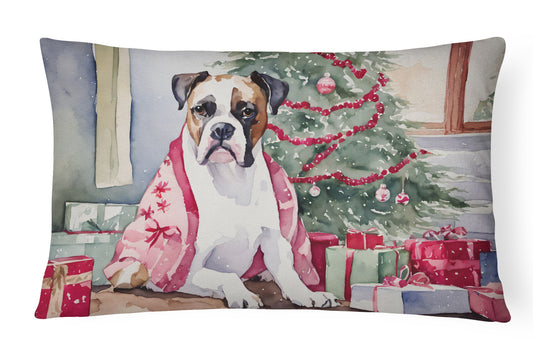 Buy this White Boxer Christmas Throw Pillow