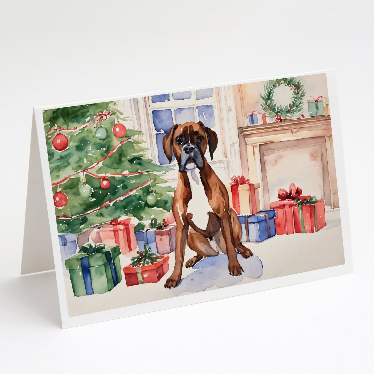 Buy this Fawn Boxer Christmas Greeting Cards Pack of 8