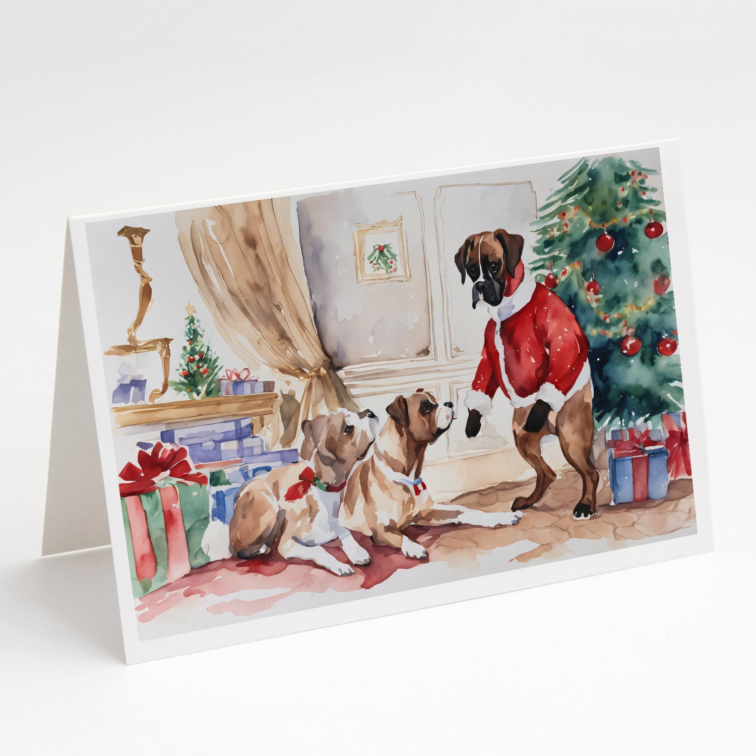 Buy this Fawn Boxer Christmas Greeting Cards Pack of 8