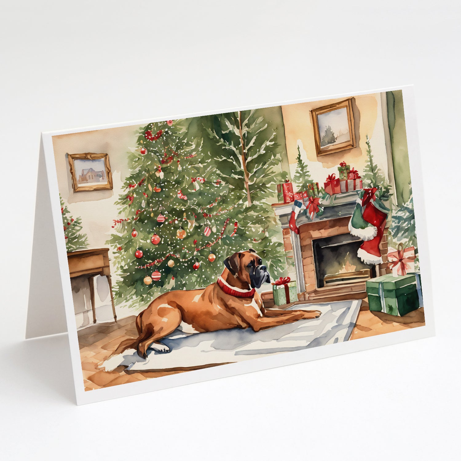 Buy this Fawn Boxer Christmas Greeting Cards Pack of 8