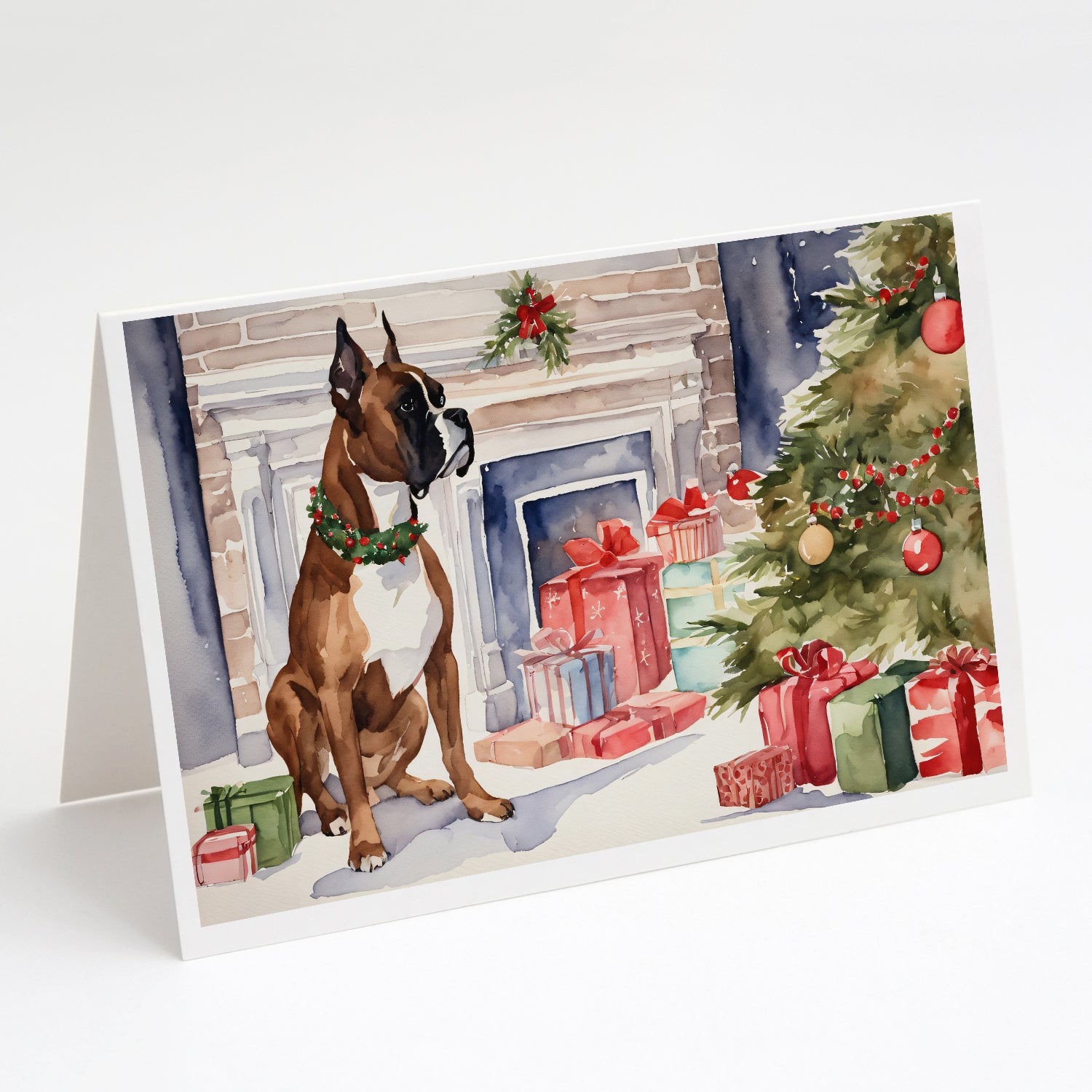 Buy this Fawn Boxer Christmas Greeting Cards Pack of 8