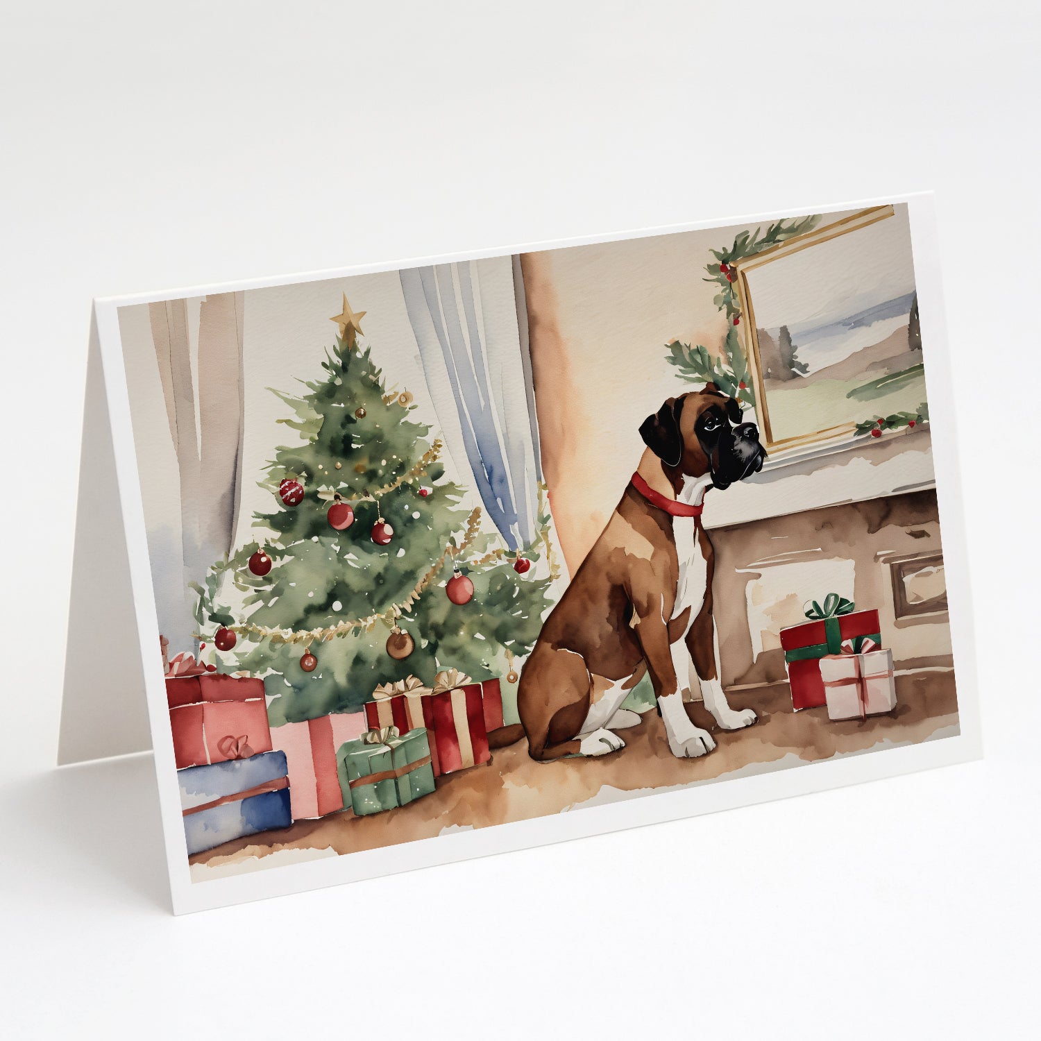 Buy this Fawn Boxer Christmas Greeting Cards Pack of 8