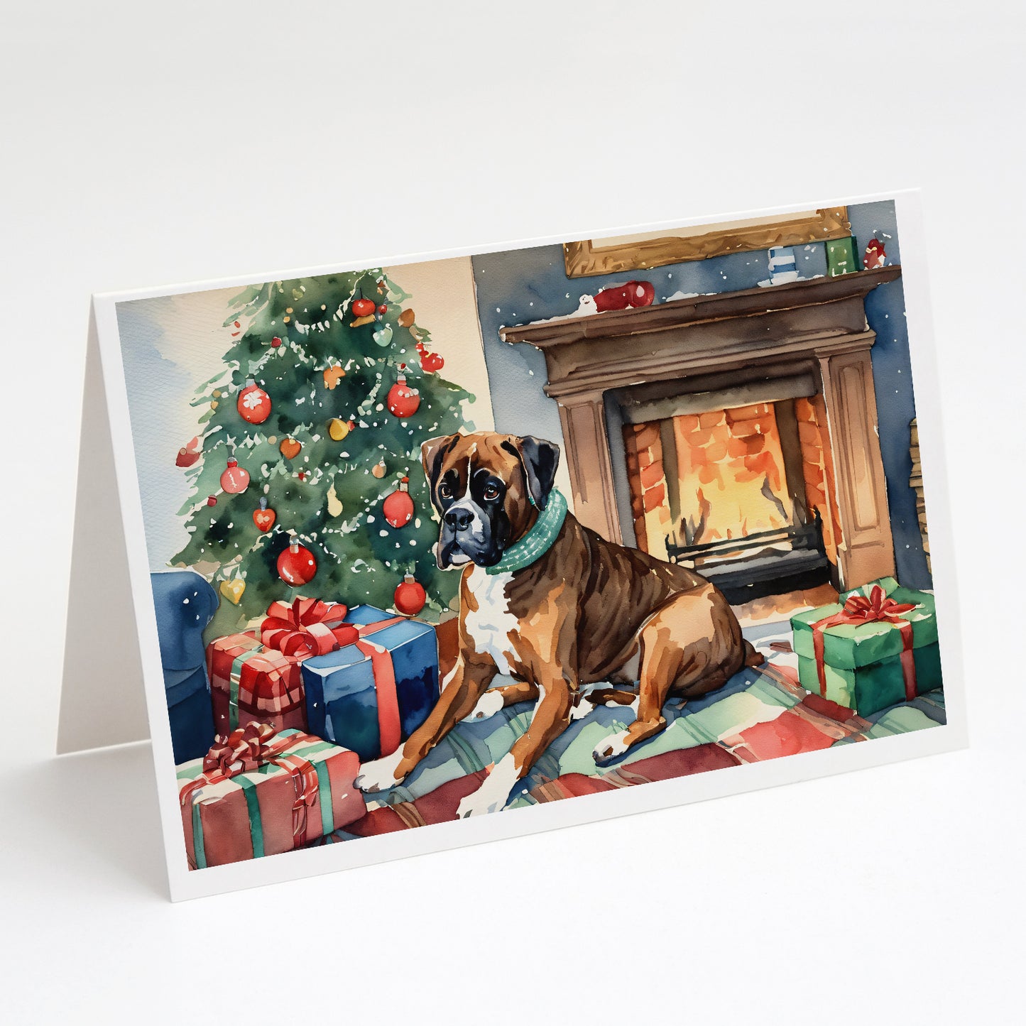 Buy this Fawn Boxer Christmas Greeting Cards Pack of 8