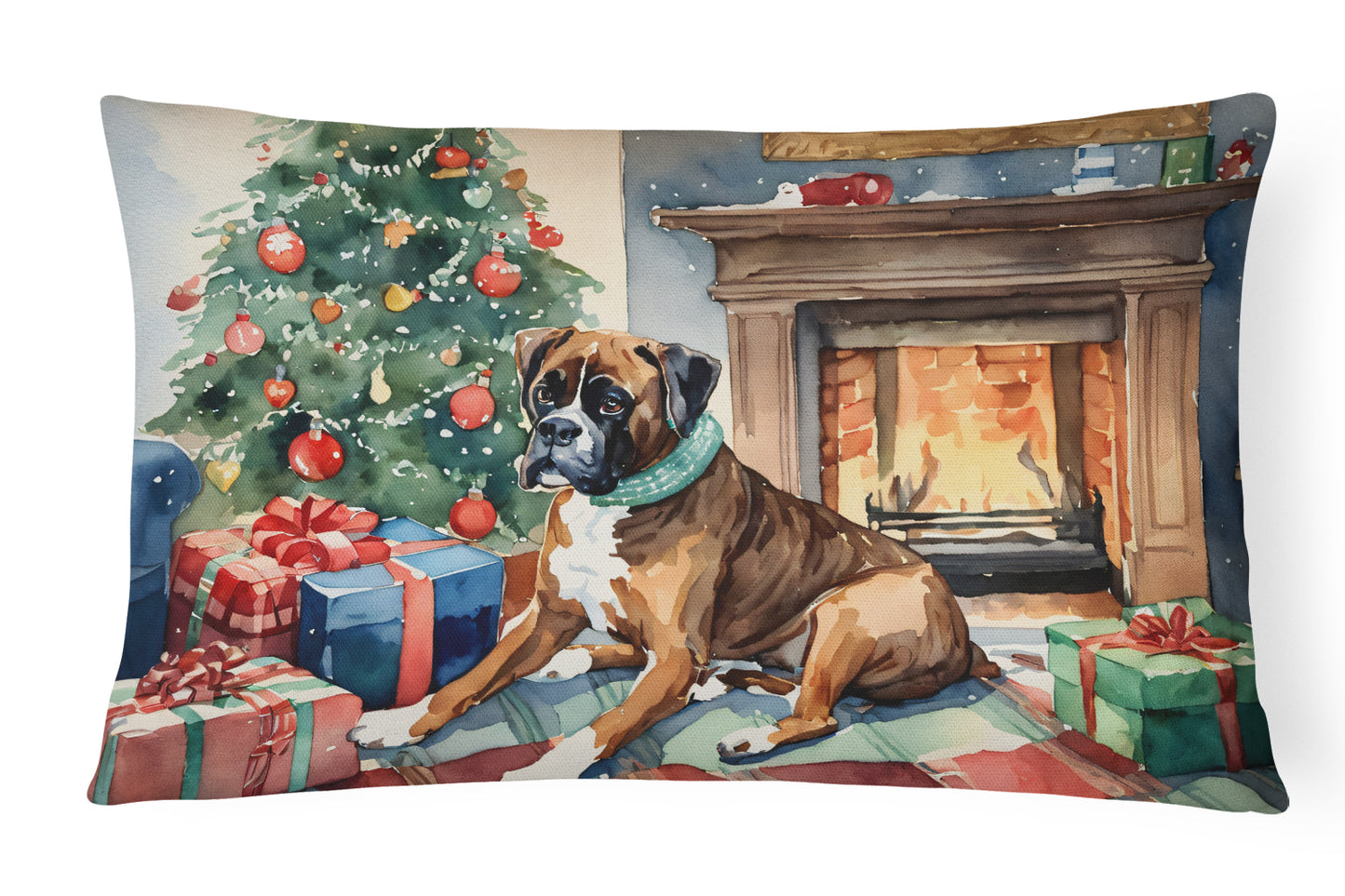 Buy this Fawn Boxer Christmas Throw Pillow