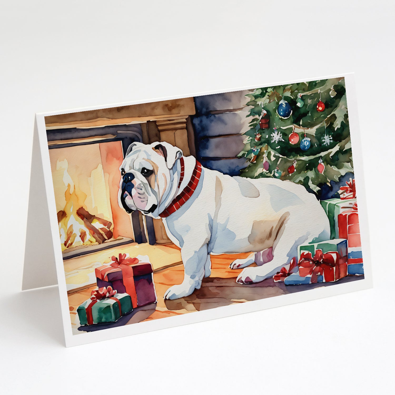 Buy this White English Bulldog Christmas Greeting Cards Pack of 8