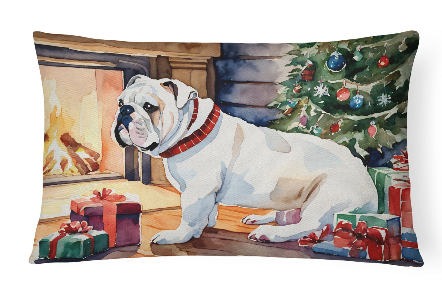 Buy this White English Bulldog Christmas Throw Pillow