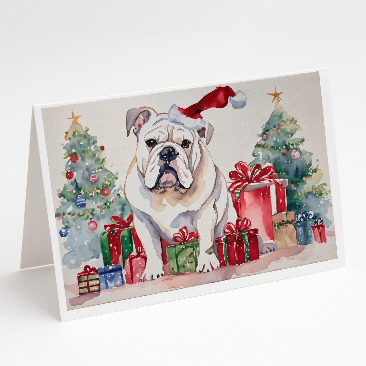 Buy this White English Bulldog Christmas Greeting Cards Pack of 8