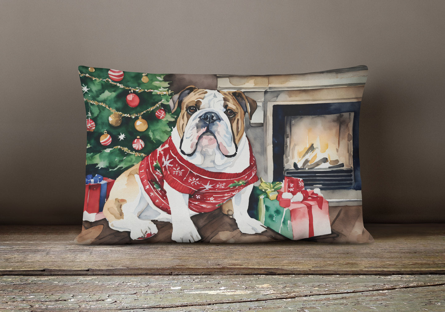 English Bulldog Christmas Throw Pillow