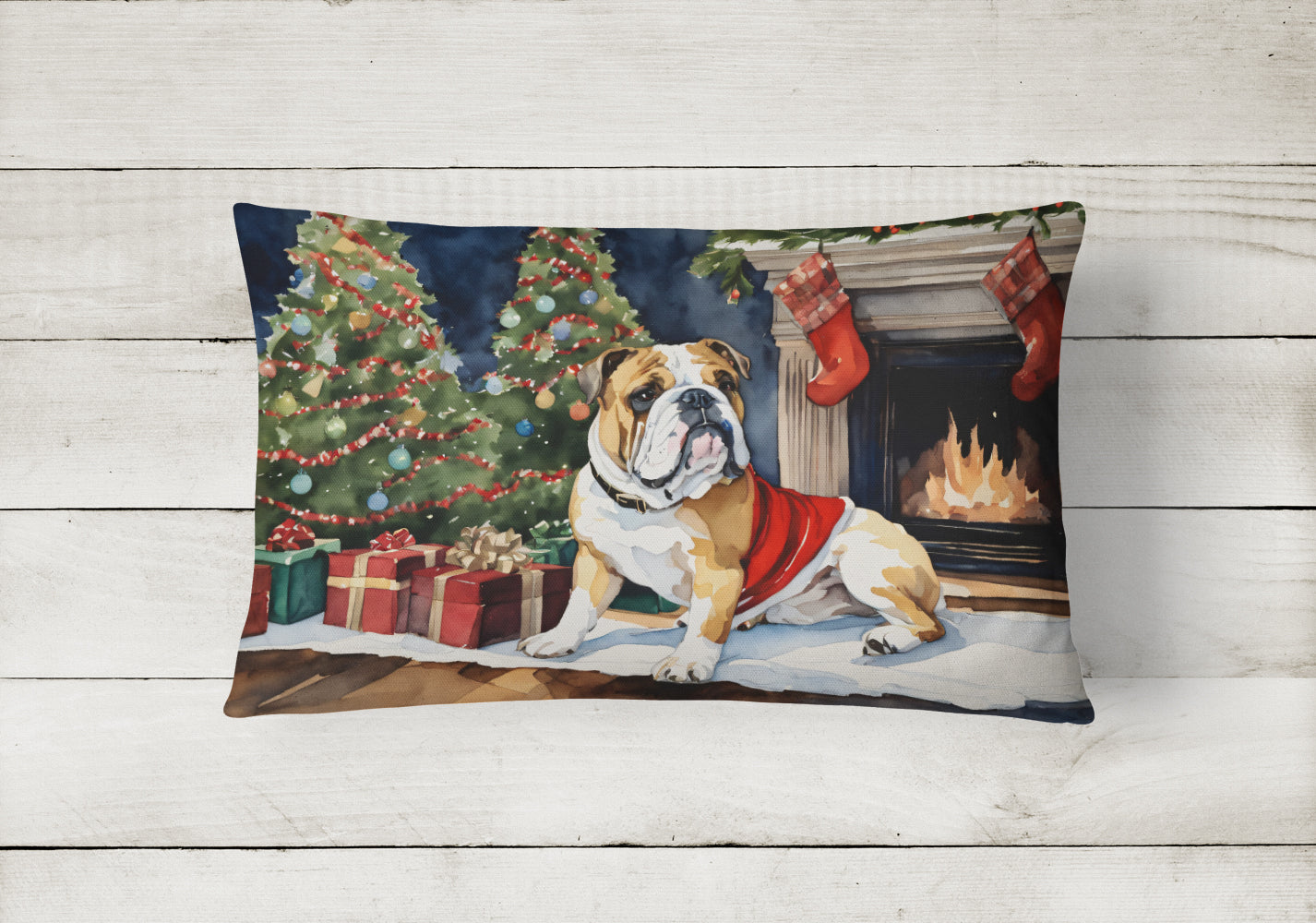 English Bulldog Christmas Throw Pillow