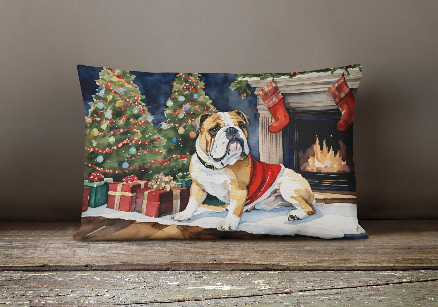 English Bulldog Christmas Throw Pillow