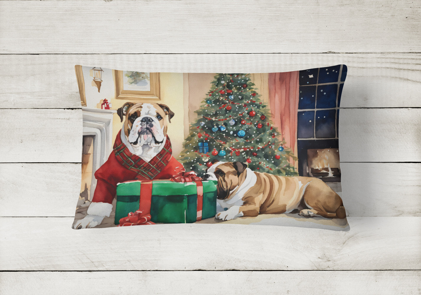 English Bulldog Christmas Throw Pillow