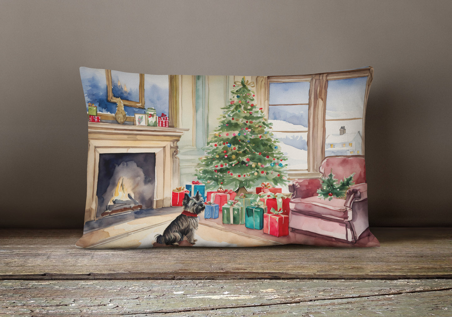 Cairn Terrier Christmas Throw Pillow