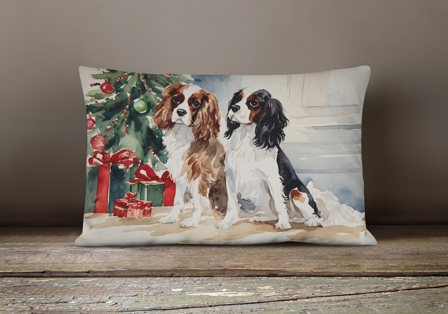 Cavalier Spaniel Christmas Throw Pillow