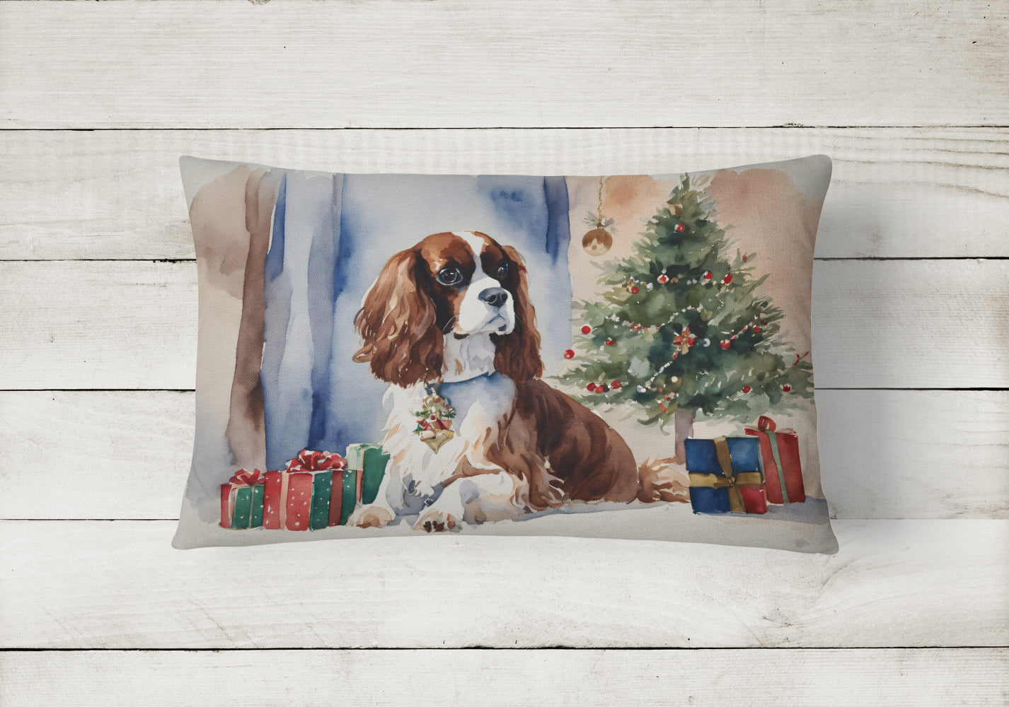 Cavalier Spaniel Christmas Throw Pillow