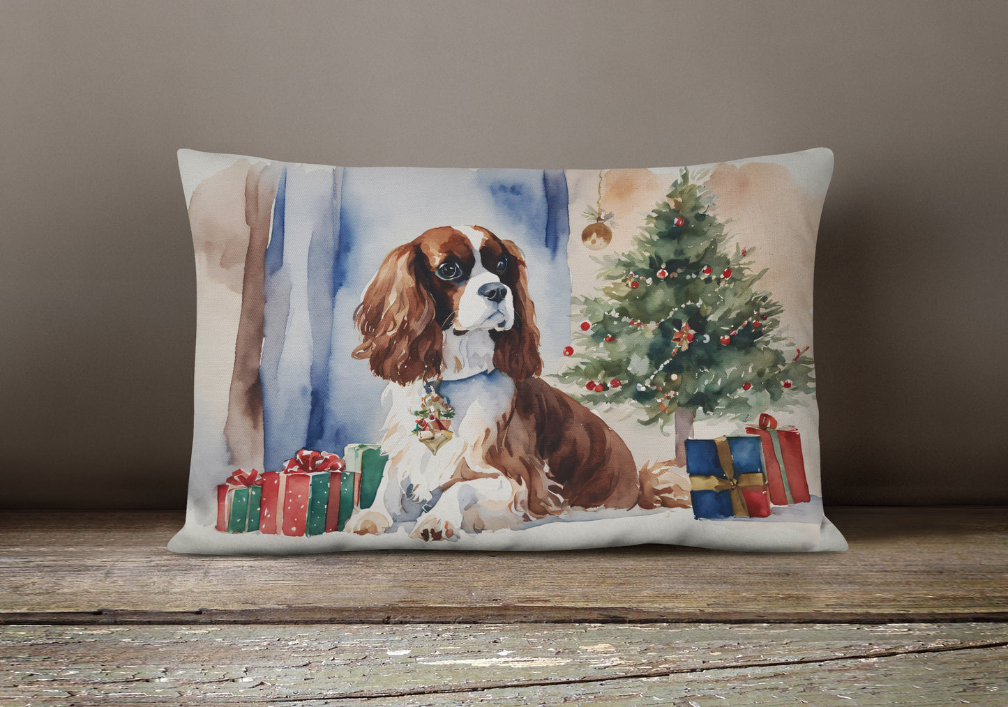 Cavalier Spaniel Christmas Throw Pillow