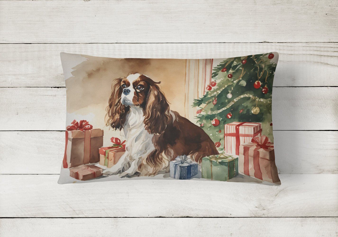 Cavalier Spaniel Christmas Throw Pillow