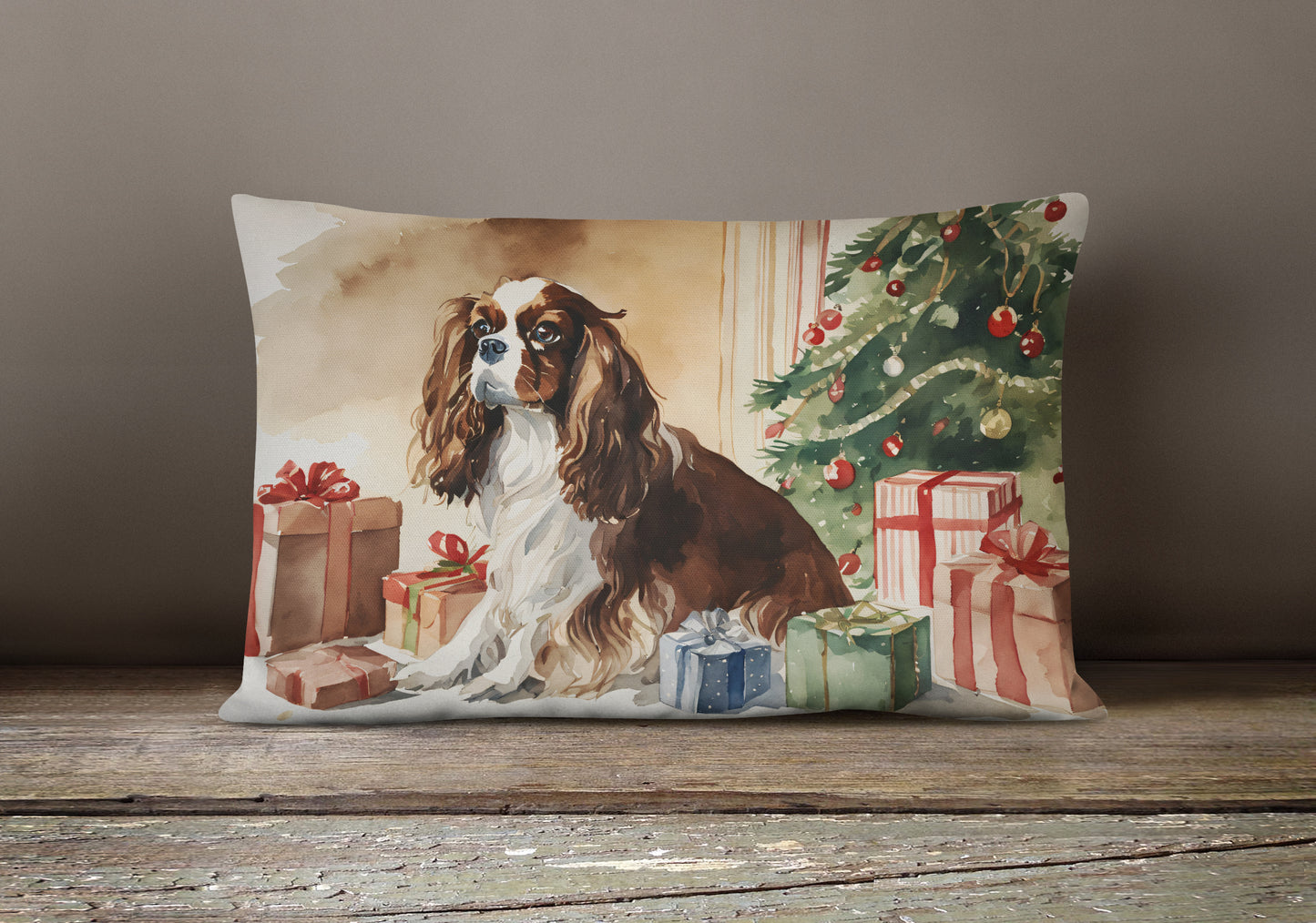 Cavalier Spaniel Christmas Throw Pillow