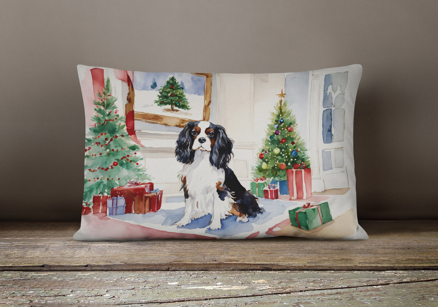 Cavalier Spaniel Christmas Throw Pillow