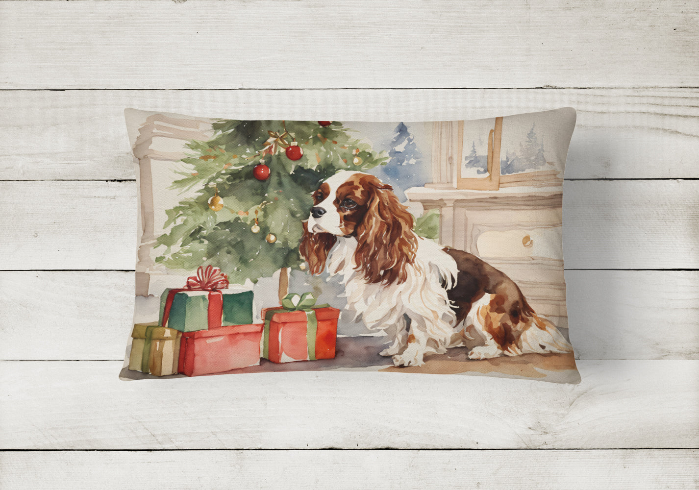 Cavalier Spaniel Christmas Throw Pillow