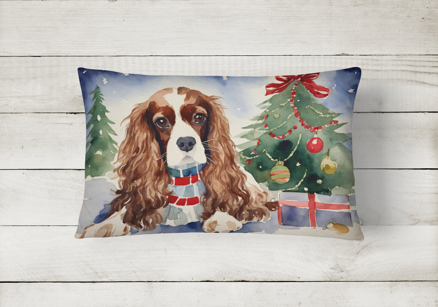 Cavalier Spaniel Christmas Throw Pillow