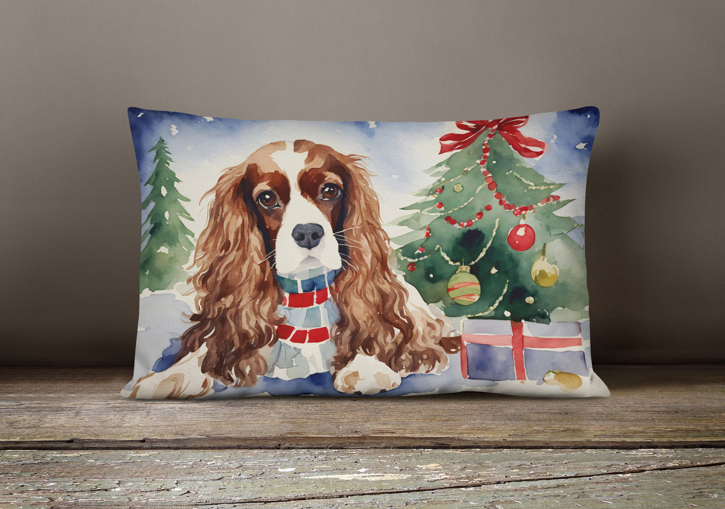 Cavalier Spaniel Christmas Throw Pillow