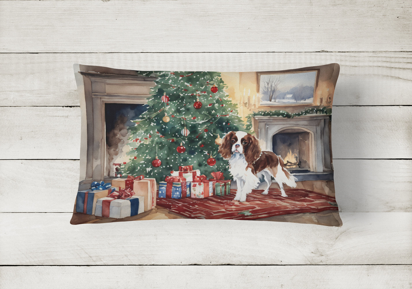 Cavalier Spaniel Christmas Throw Pillow