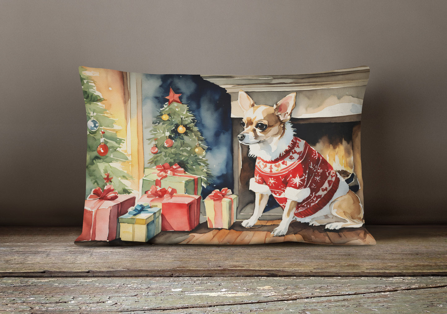 Chihuahua Christmas Throw Pillow