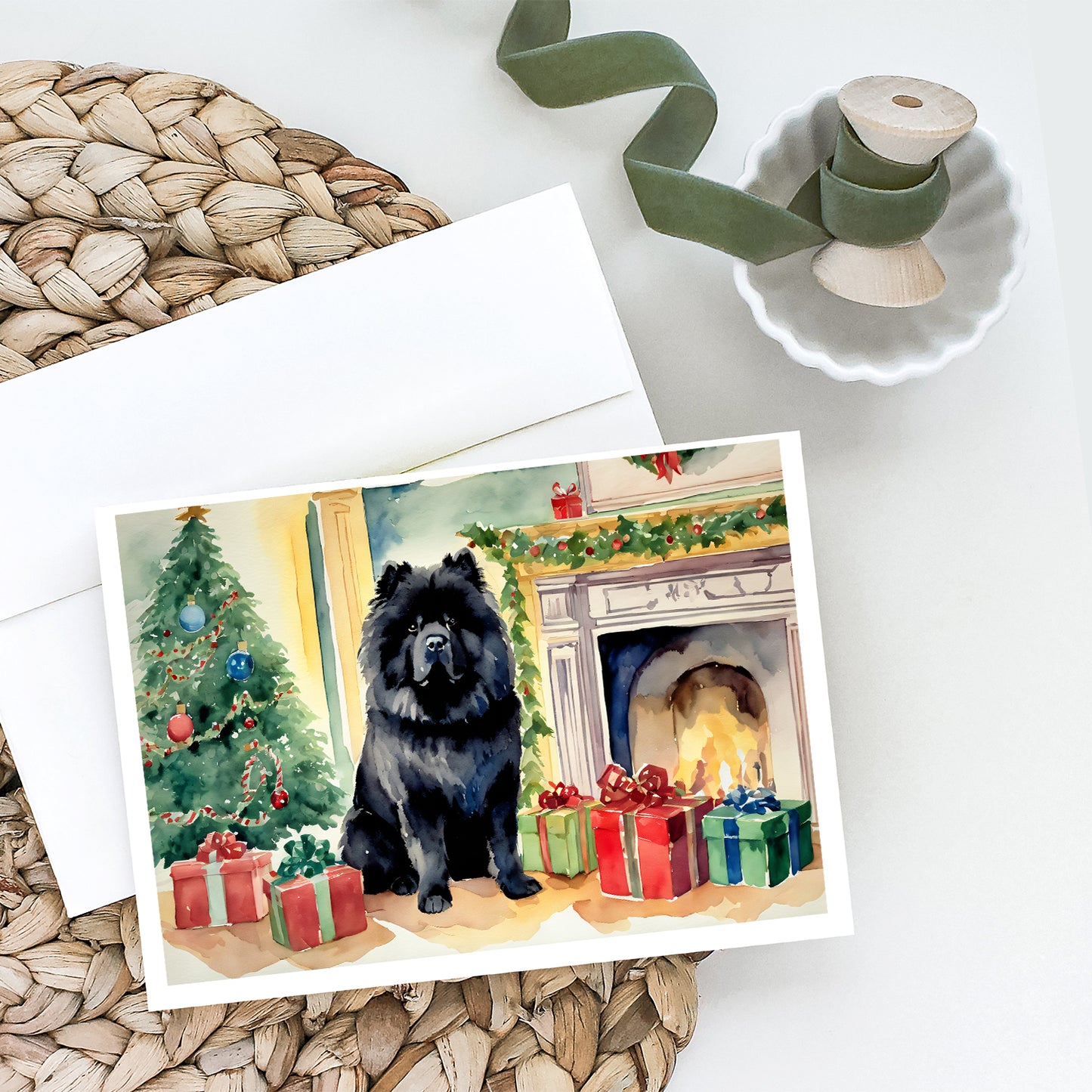 Black Chow Chow Christmas Greeting Cards Pack of 8