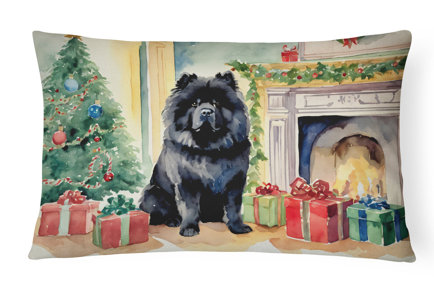 Buy this Black Chow Chow Christmas Throw Pillow