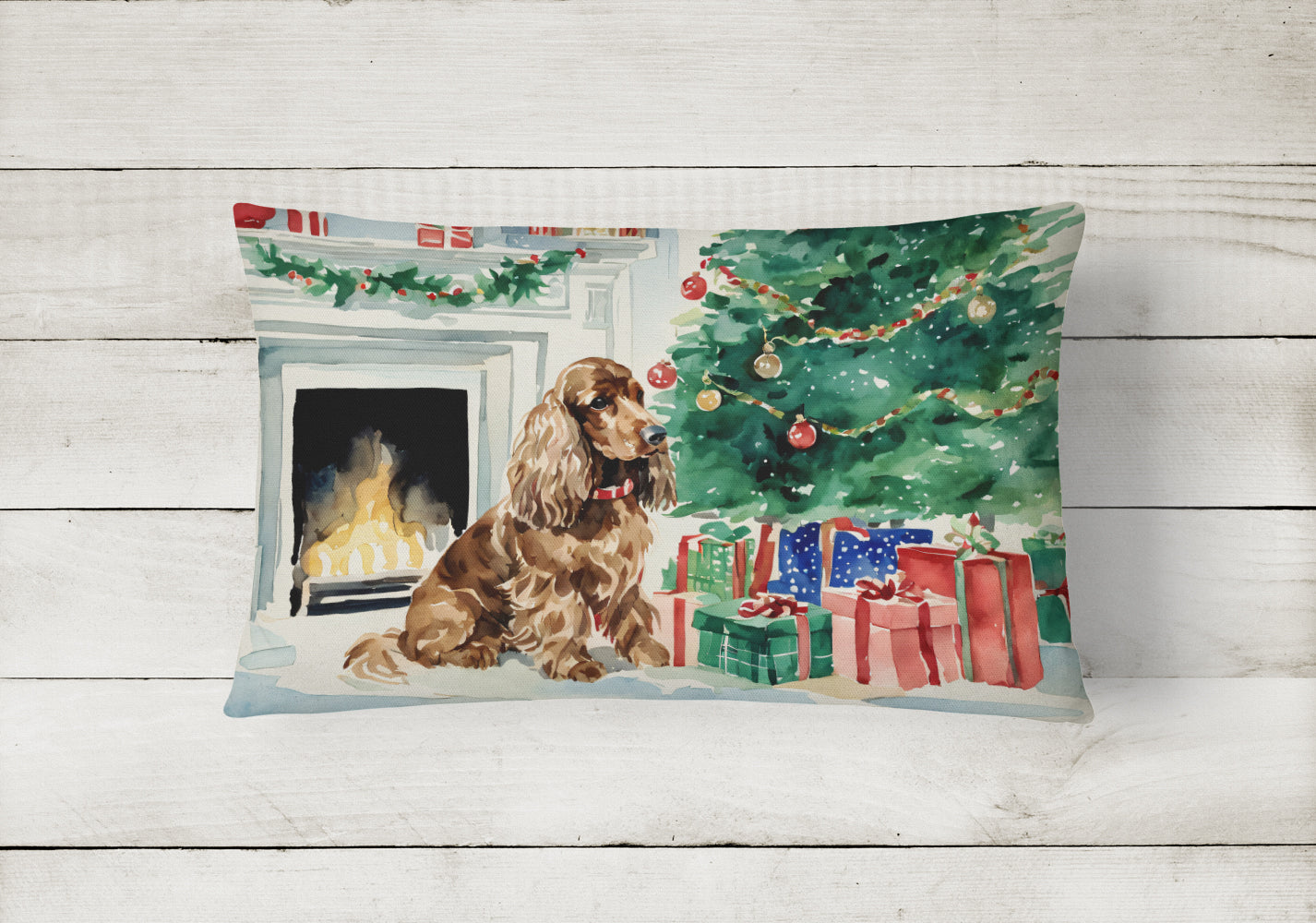 Cocker Spaniel Christmas Throw Pillow