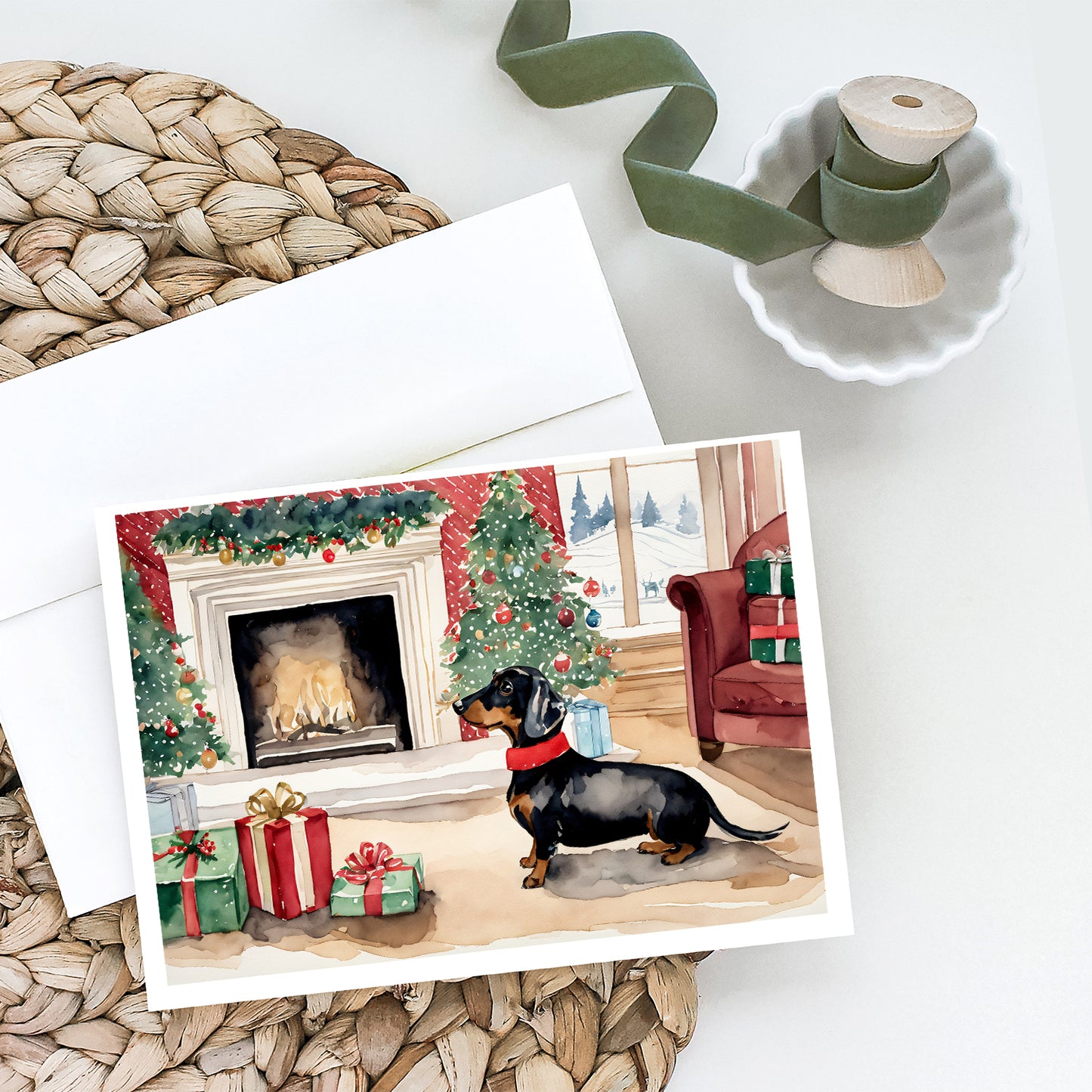 Black and Tan Dachshund Christmas Greeting Cards Pack of 8