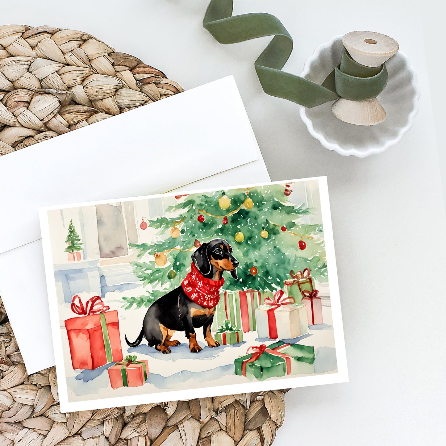 Black and Tan Dachshund Christmas Greeting Cards Pack of 8