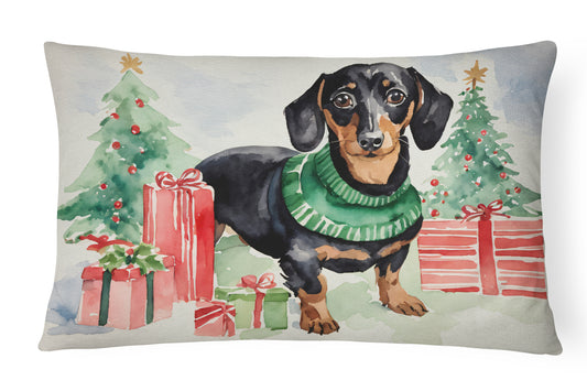 Buy this Black and Tan Dachshund Christmas Throw Pillow