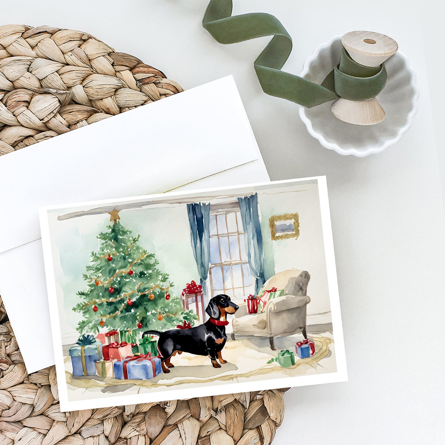 Black and Tan Dachshund Christmas Greeting Cards Pack of 8
