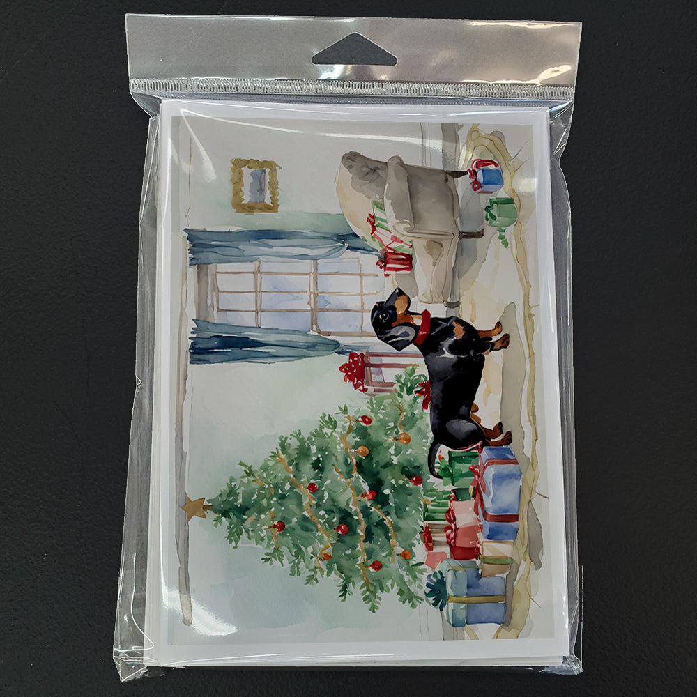 Black and Tan Dachshund Christmas Greeting Cards Pack of 8