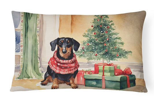 Buy this Black and Tan Dachshund Christmas Throw Pillow