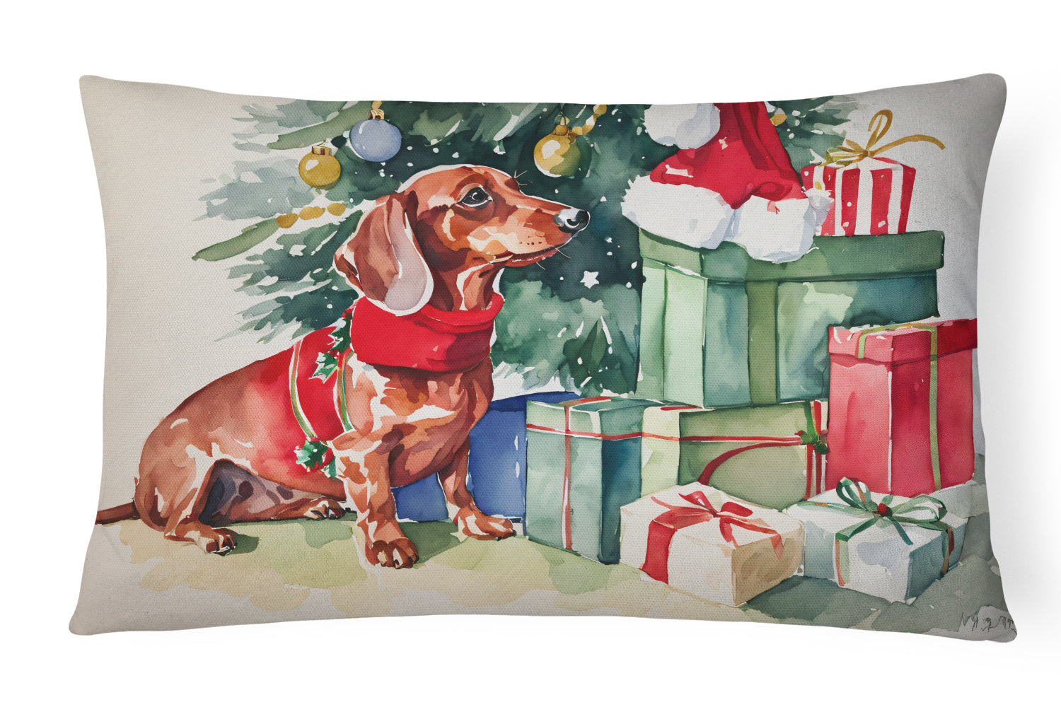 Buy this Dachshund Christmas Throw Pillow