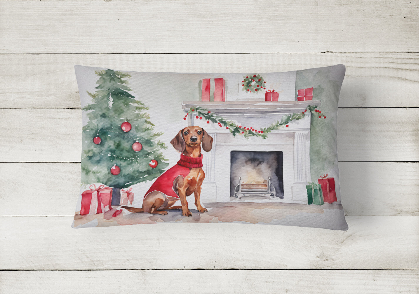 Dachshund Christmas Throw Pillow