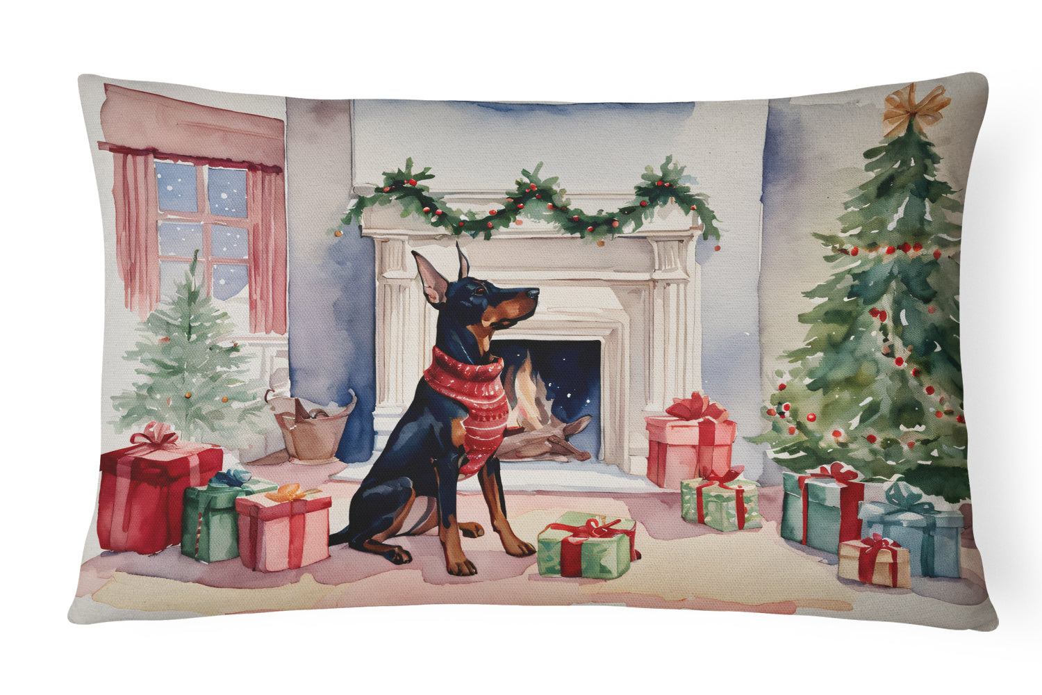 Buy this Doberman Pinscher Christmas Throw Pillow