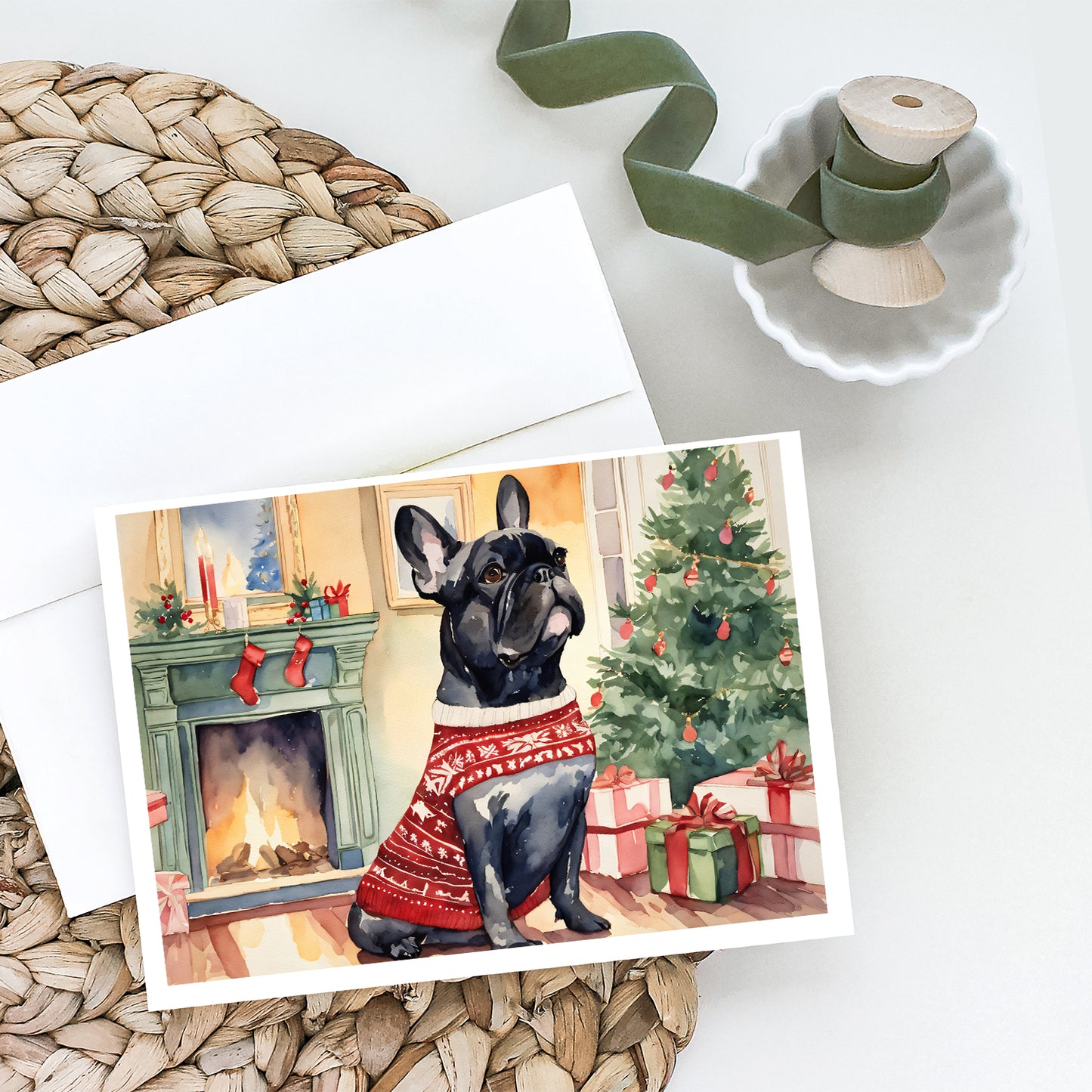 French Bulldog Christmas Greeting Cards Pack of 8