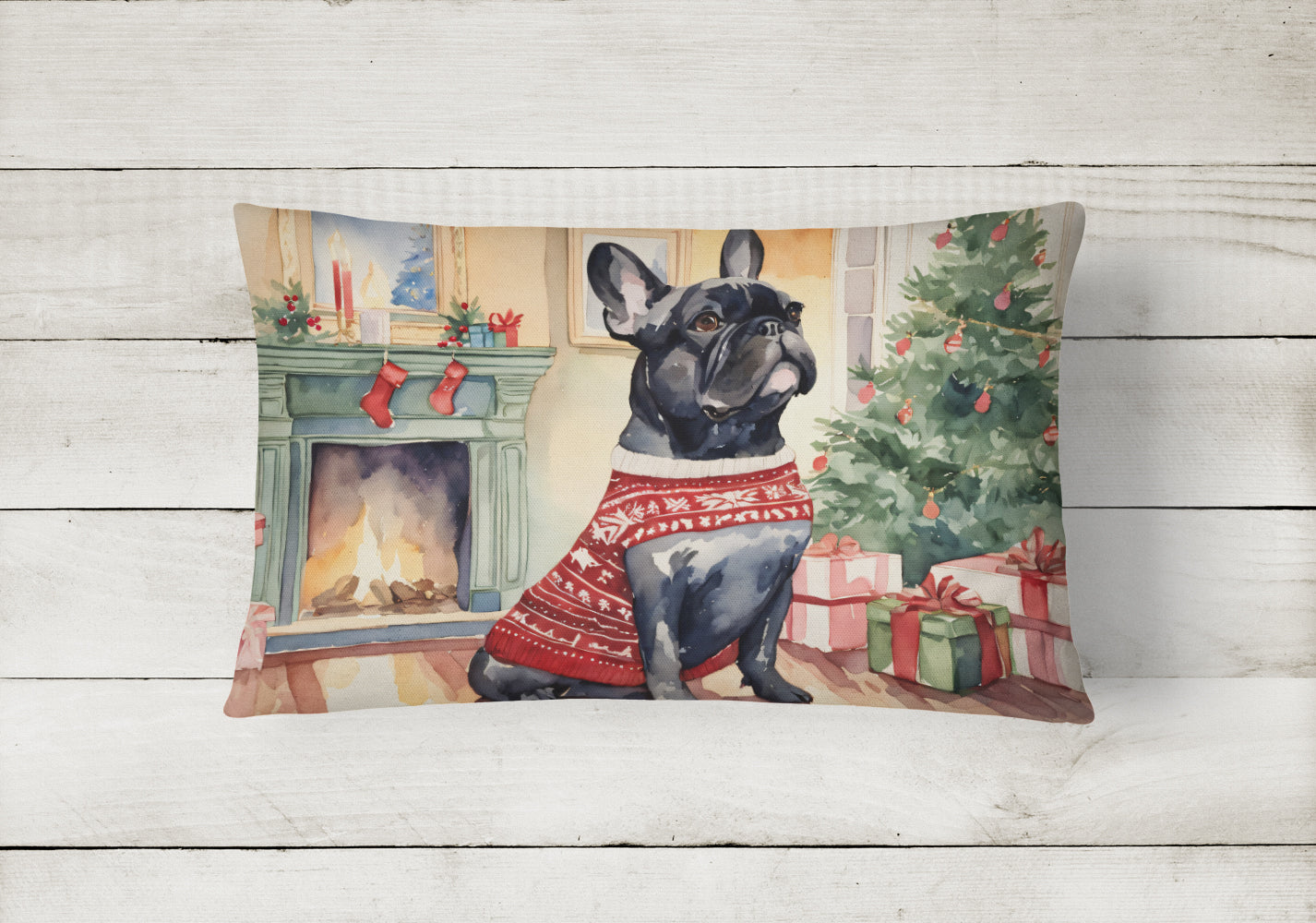 French Bulldog Christmas Throw Pillow