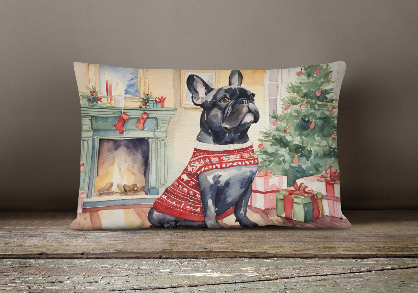 French Bulldog Christmas Throw Pillow