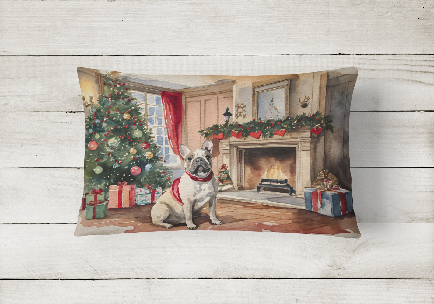 French Bulldog Christmas Throw Pillow