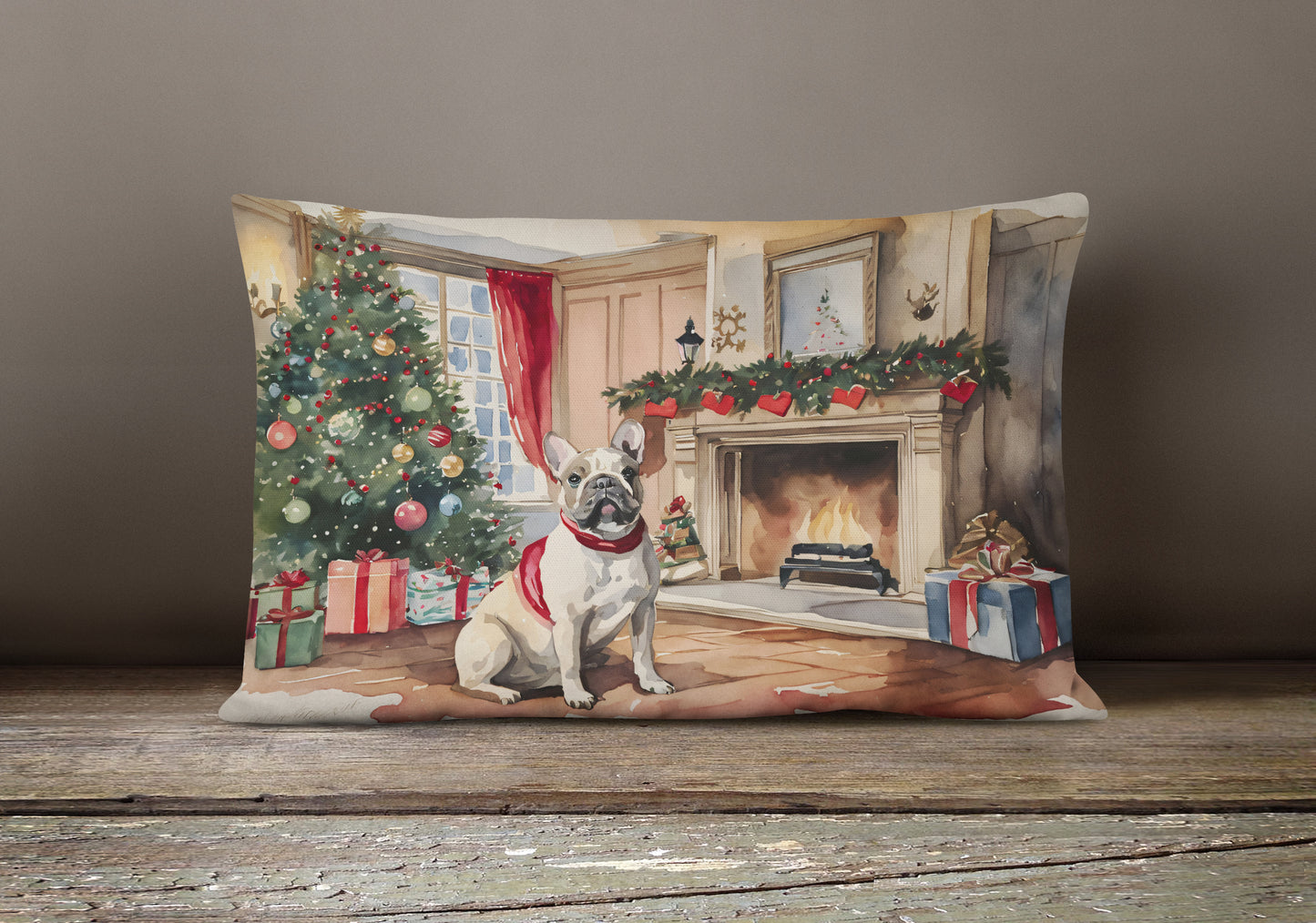 French Bulldog Christmas Throw Pillow